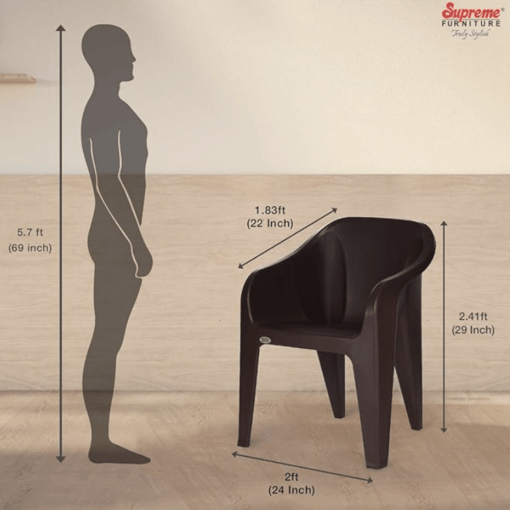Supreme Futura Plastic Chairs for Home and Office (Set of 6, Wenge) - Image 5